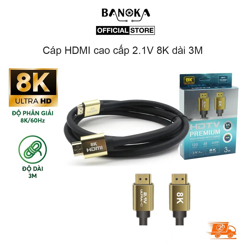 Dây Cáp HDMI cao cấp 2.1V 8K dài 3M 60hz / 144hz Tốc Độ Cao 48Gbps 3D HDR